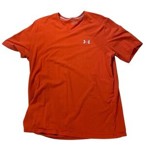 Under Armour HeatGear Charged Cotton V-Neck T-Shirt | Large | Orange | Loose Fit